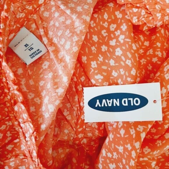 OLD NAVY Long Sleeve Light Flowy Pink Ditsy Floral Blouse Sz XL - Picture 11 of 13